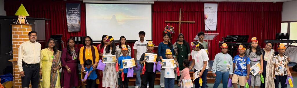 The 2026 Vacation Bible School (VBS) children and volunteers gathered for a group photo at SJSM Tamil Church.